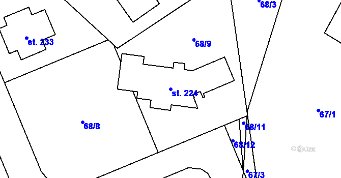 Parcela st. 224 v KÚ Teplice nad Bečvou, Katastrální mapa