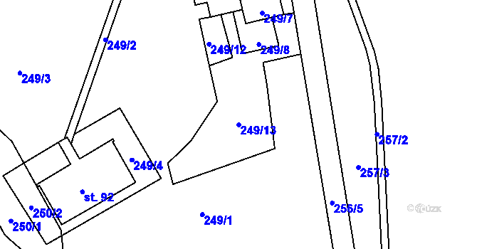 Parcela st. 249/13 v KÚ Teplice nad Bečvou, Katastrální mapa