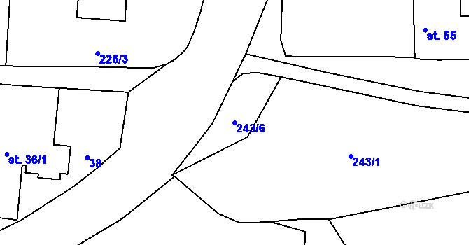 Parcela st. 243/6 v KÚ Teplice nad Bečvou, Katastrální mapa