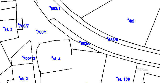 Parcela st. 683/5 v KÚ Teplice nad Bečvou, Katastrální mapa