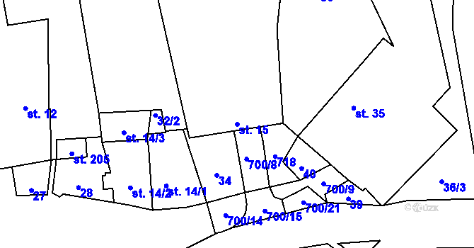 Parcela st. 15 v KÚ Teplice nad Bečvou, Katastrální mapa