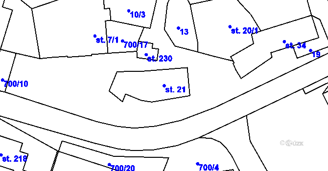 Parcela st. 21 v KÚ Teplice nad Bečvou, Katastrální mapa