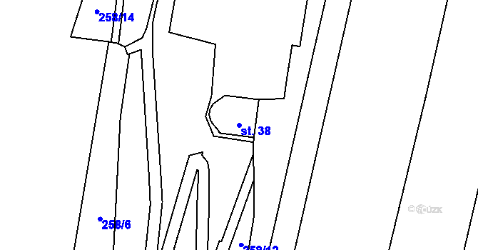 Parcela st. 38 v KÚ Teplice nad Bečvou, Katastrální mapa