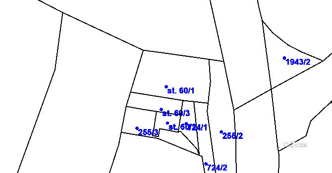 Parcela st. 60/1 v KÚ Teplice nad Bečvou, Katastrální mapa