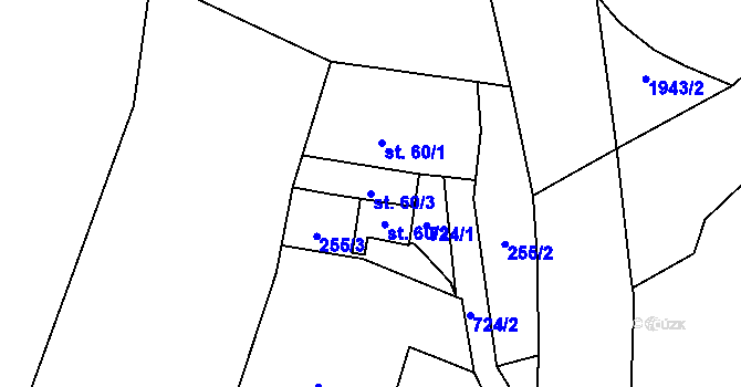 Parcela st. 60/3 v KÚ Teplice nad Bečvou, Katastrální mapa