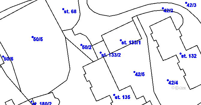 Parcela st. 133/2 v KÚ Teplice nad Bečvou, Katastrální mapa