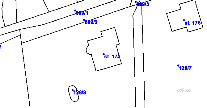 Parcela st. 174 v KÚ Teplice nad Bečvou, Katastrální mapa