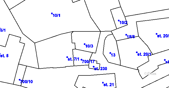 Parcela st. 10/3 v KÚ Teplice nad Bečvou, Katastrální mapa