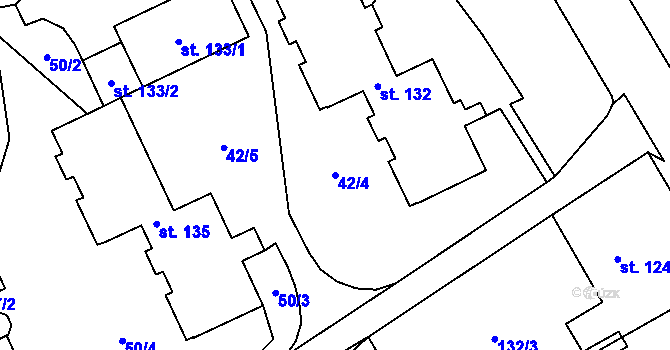 Parcela st. 42/4 v KÚ Teplice nad Bečvou, Katastrální mapa