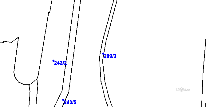 Parcela st. 209/3 v KÚ Teplice nad Bečvou, Katastrální mapa