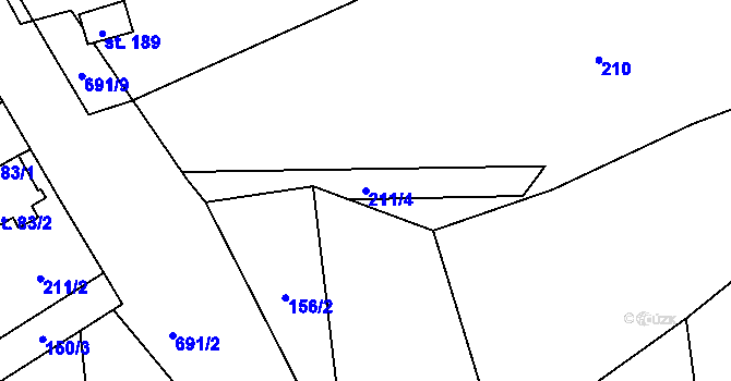 Parcela st. 211/4 v KÚ Teplice nad Bečvou, Katastrální mapa
