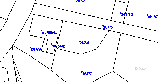 Parcela st. 267/8 v KÚ Teplice nad Bečvou, Katastrální mapa