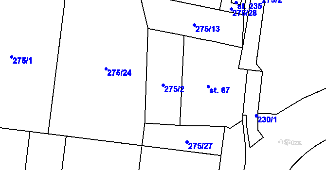 Parcela st. 275/2 v KÚ Teplice nad Bečvou, Katastrální mapa
