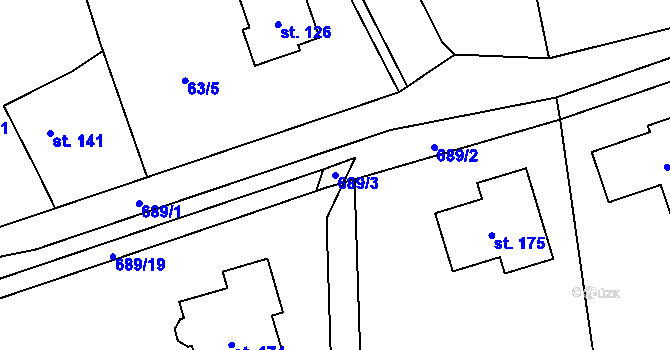 Parcela st. 689/3 v KÚ Teplice nad Bečvou, Katastrální mapa