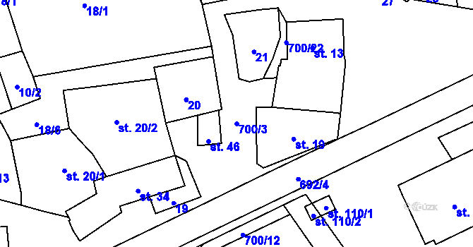 Parcela st. 700/3 v KÚ Teplice nad Bečvou, Katastrální mapa