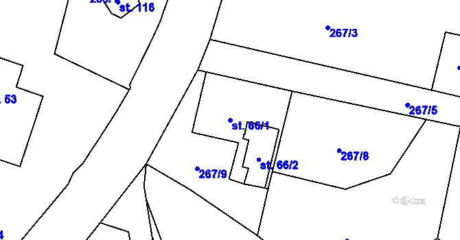 Parcela st. 66/1 v KÚ Teplice nad Bečvou, Katastrální mapa