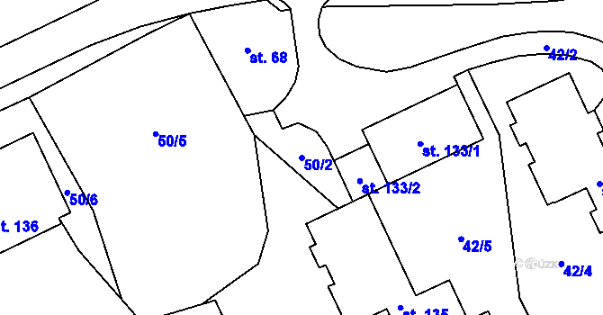 Parcela st. 50/2 v KÚ Teplice nad Bečvou, Katastrální mapa