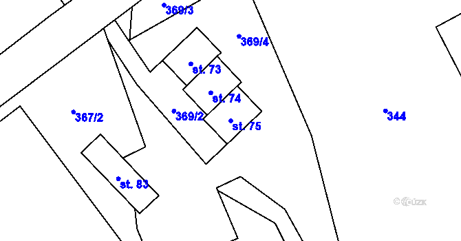 Parcela st. 75 v KÚ Bohdašín, Katastrální mapa
