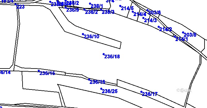 Parcela st. 236/18 v KÚ Bohdašín, Katastrální mapa