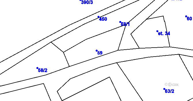 Parcela st. 59 v KÚ Dědov, Katastrální mapa
