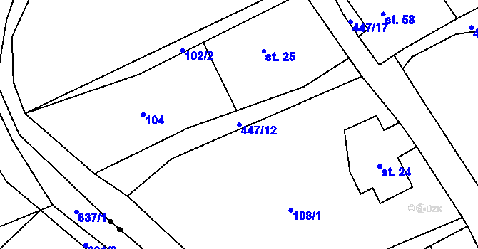 Parcela st. 447/12 v KÚ Dědov, Katastrální mapa