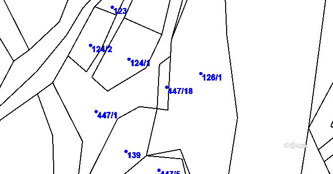 Parcela st. 447/18 v KÚ Dědov, Katastrální mapa