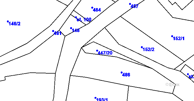 Parcela st. 447/20 v KÚ Dědov, Katastrální mapa