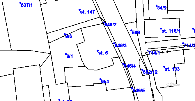 Parcela st. 5 v KÚ Dolní Teplice, Katastrální mapa