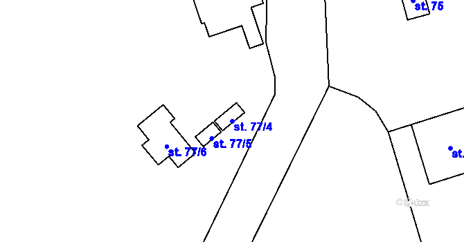 Parcela st. 77/4 v KÚ Dolní Teplice, Katastrální mapa