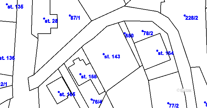 Parcela st. 143 v KÚ Dolní Teplice, Katastrální mapa