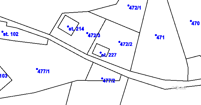 Parcela st. 227 v KÚ Dolní Teplice, Katastrální mapa