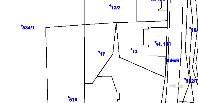 Parcela st. 17 v KÚ Dolní Teplice, Katastrální mapa