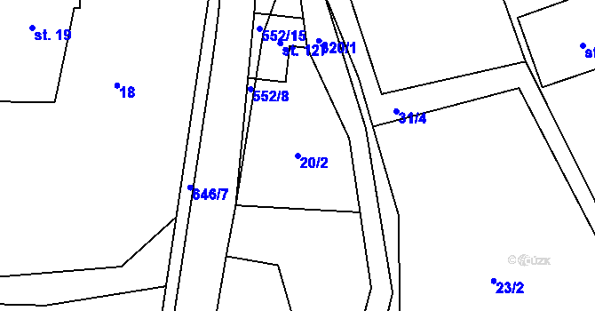 Parcela st. 20/2 v KÚ Dolní Teplice, Katastrální mapa