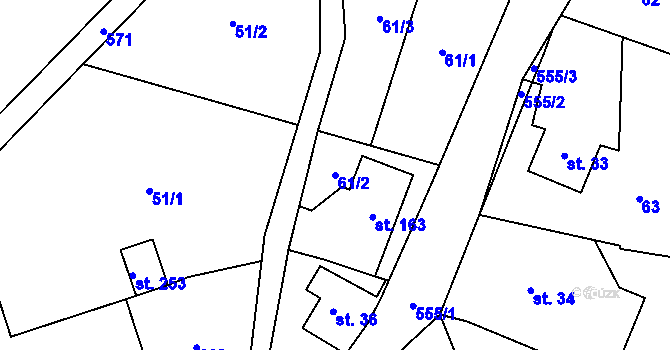 Parcela st. 61/2 v KÚ Dolní Teplice, Katastrální mapa