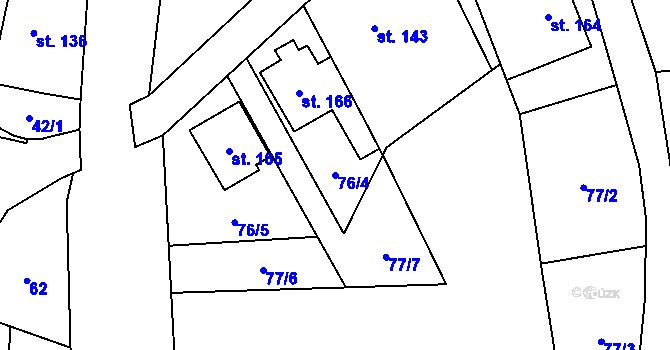 Parcela st. 76/4 v KÚ Dolní Teplice, Katastrální mapa