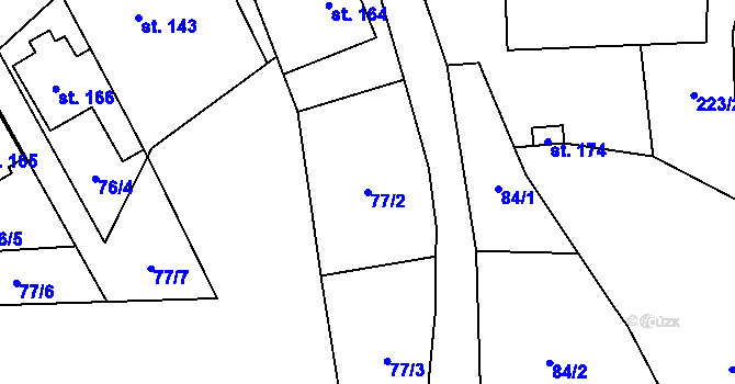Parcela st. 77/2 v KÚ Dolní Teplice, Katastrální mapa