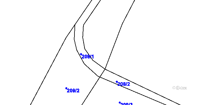 Parcela st. 208 v KÚ Dolní Teplice, Katastrální mapa