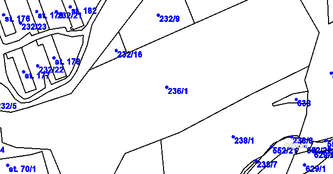 Parcela st. 236/1 v KÚ Dolní Teplice, Katastrální mapa