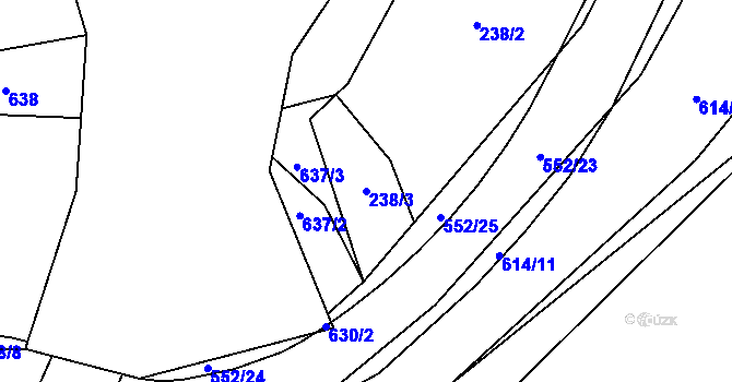 Parcela st. 238/3 v KÚ Dolní Teplice, Katastrální mapa