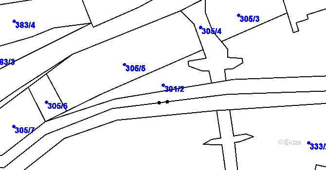 Parcela st. 301/2 v KÚ Dolní Teplice, Katastrální mapa