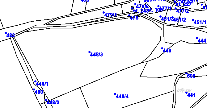 Parcela st. 448 v KÚ Dolní Teplice, Katastrální mapa