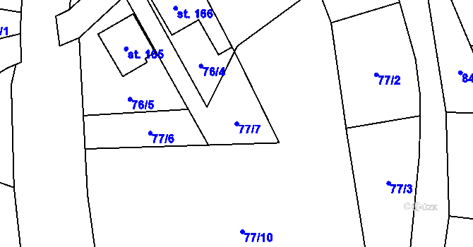 Parcela st. 77/7 v KÚ Dolní Teplice, Katastrální mapa