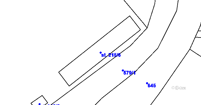 Parcela st. 215/6 v KÚ Dolní Teplice, Katastrální mapa