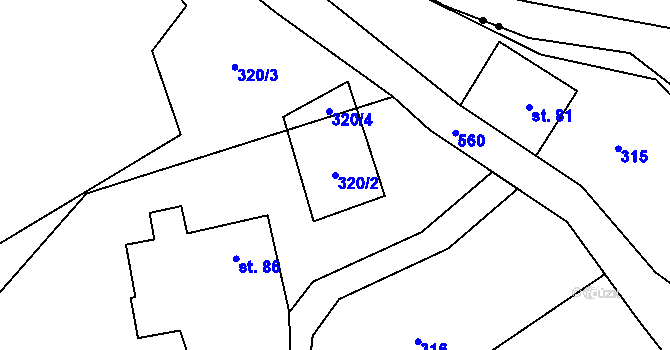Parcela st. 320/2 v KÚ Dolní Teplice, Katastrální mapa