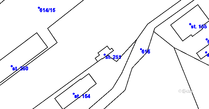 Parcela st. 251 v KÚ Dolní Teplice, Katastrální mapa