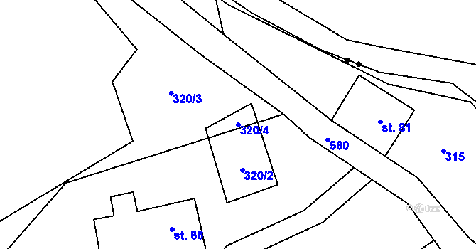 Parcela st. 320/4 v KÚ Dolní Teplice, Katastrální mapa