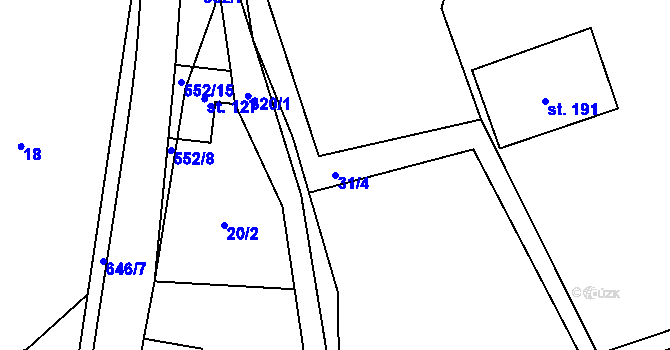 Parcela st. 31/4 v KÚ Dolní Teplice, Katastrální mapa