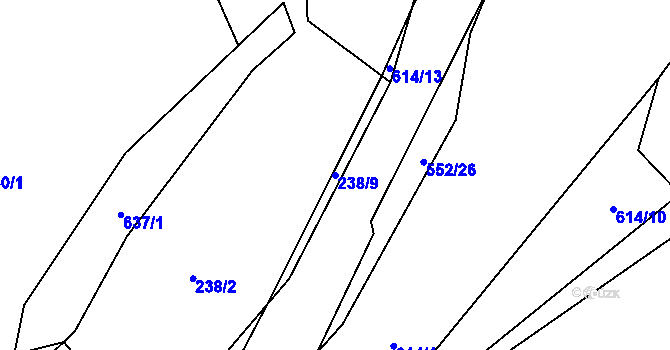 Parcela st. 238/9 v KÚ Dolní Teplice, Katastrální mapa