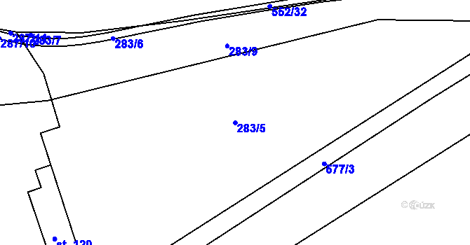 Parcela st. 283/5 v KÚ Dolní Teplice, Katastrální mapa