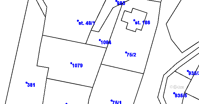 Parcela st. 48/4 v KÚ Horní Teplice, Katastrální mapa